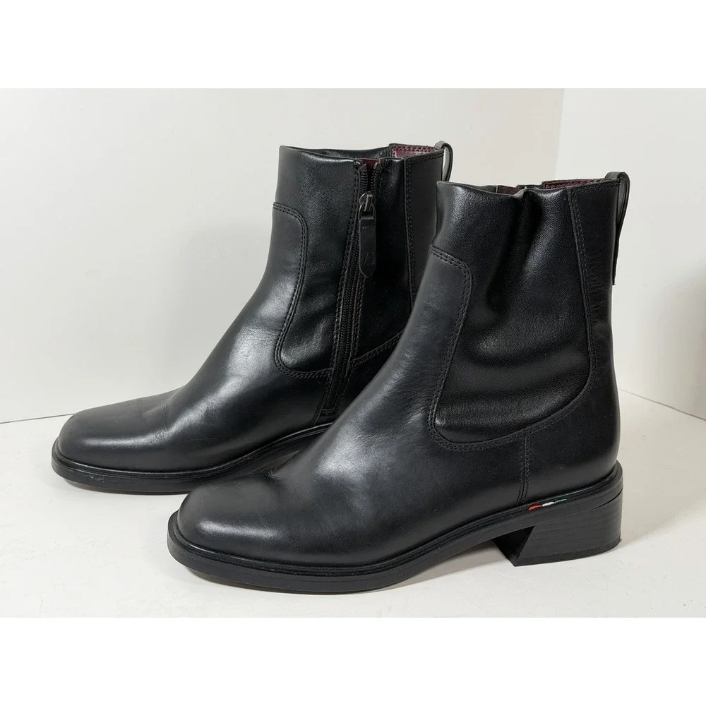 Franco Sarto, Womens Gracelyn Zip Ankle‎ Boot, Black Leather, 9W